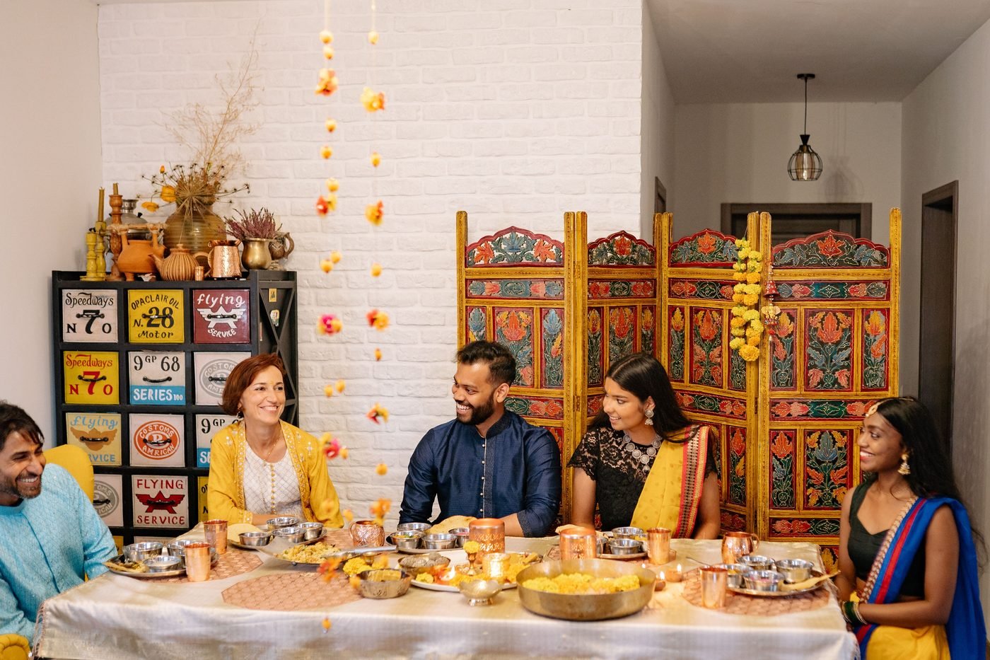 Family enjoying dinner together